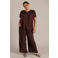 Yest Curve straight high waist broek donkerbruin