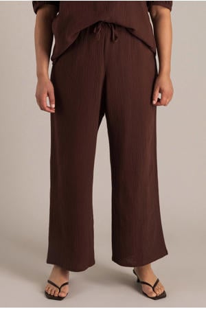 bootcut high waist casual broek donkerbruin