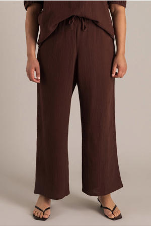 bootcut high waist casual broek donkerbruin
