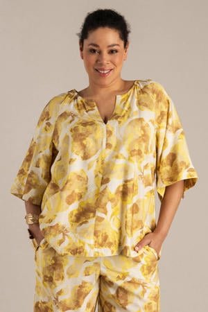 gebloemde blousetop geel