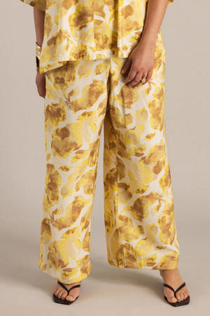 regular waist casual broek geel