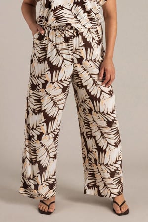 regular high waist gebloemde broek ecru