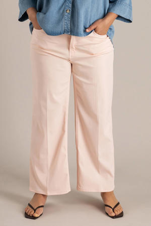 bootcut high waist broek lichtroze