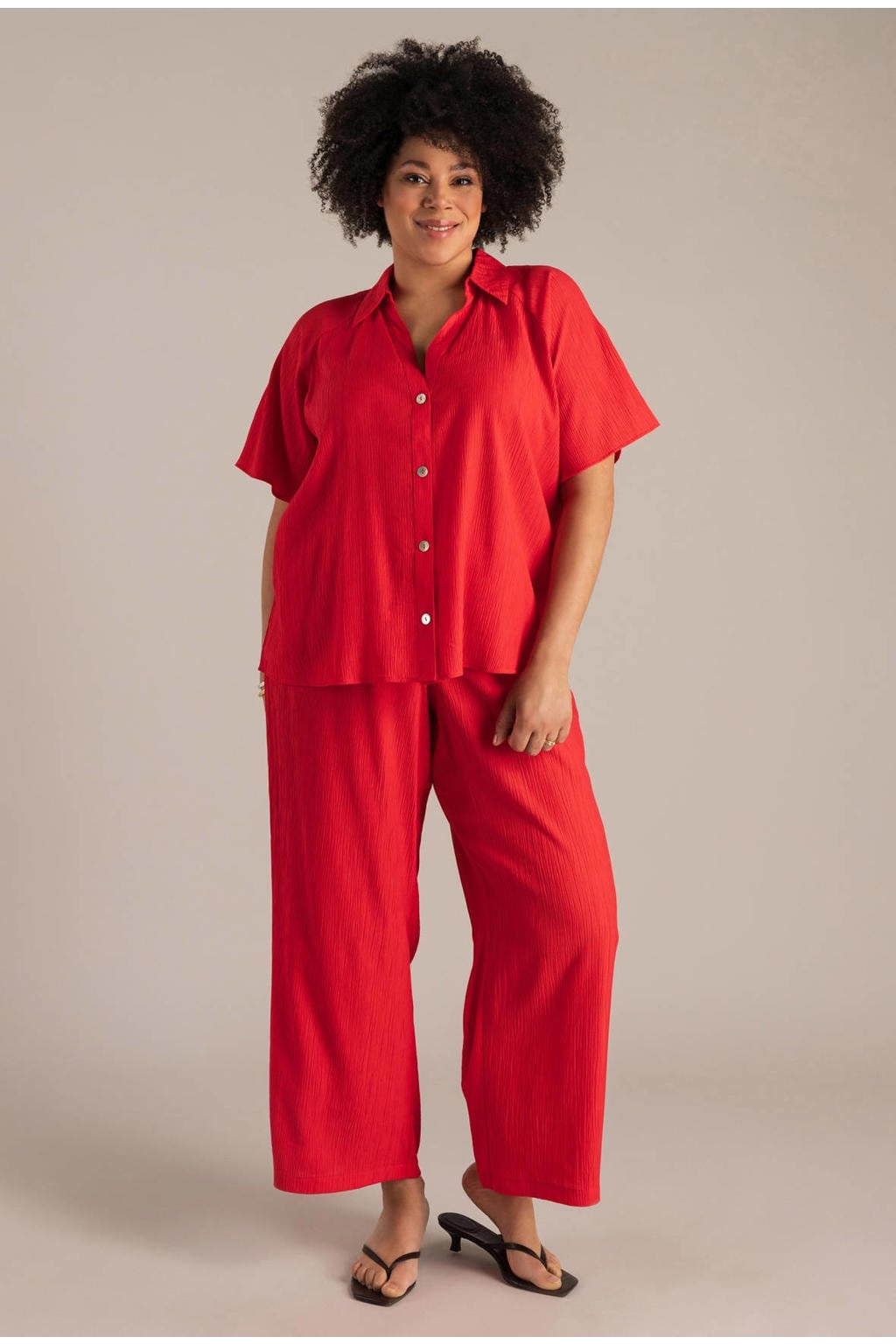 Yest Curve straight high waist broek rood