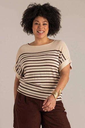 gestreepte top beige