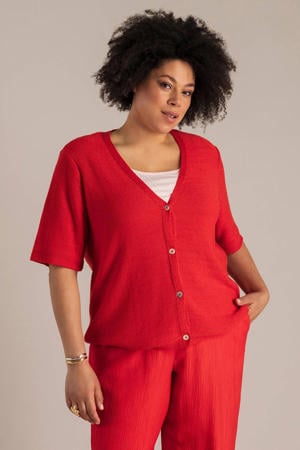 vest fijn gebreid rood