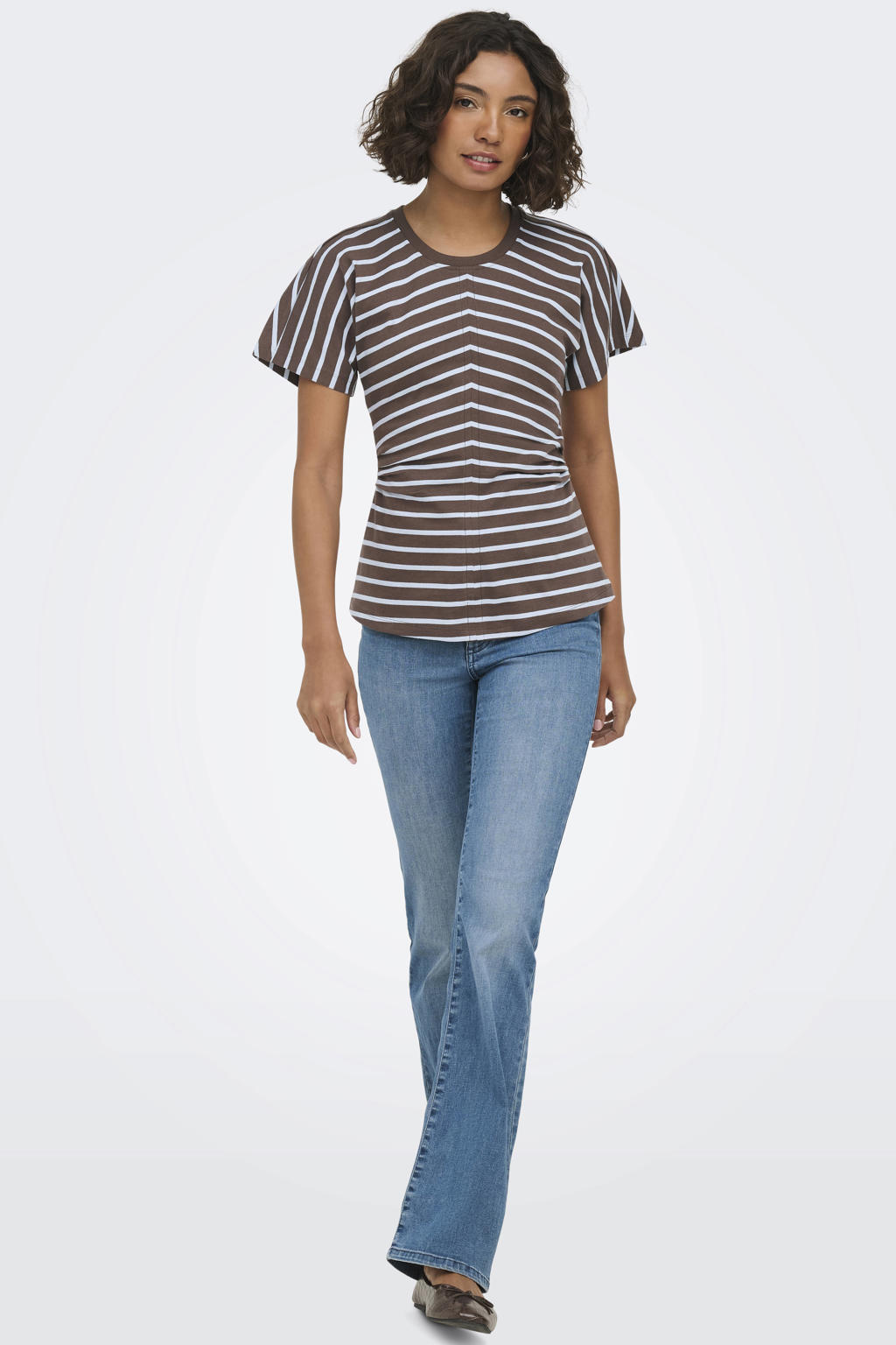 ONLY gestreepte top - bruin