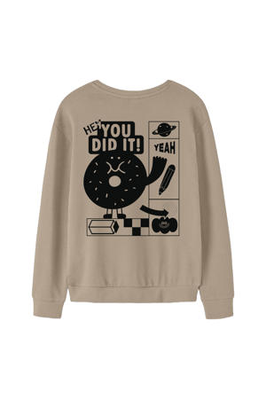 sweater met backprint - lichtbruin