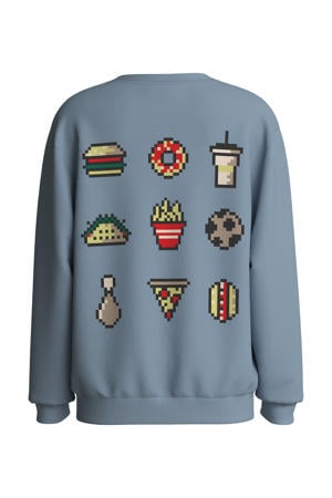 sweater met backprint grijsblauw