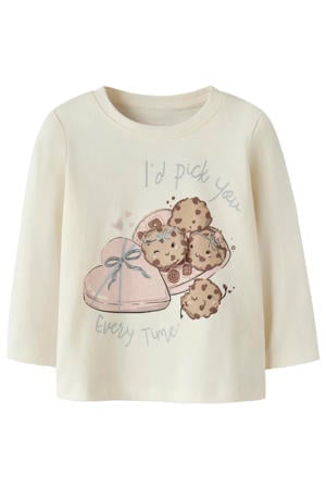 longsleeve met print - ecru
