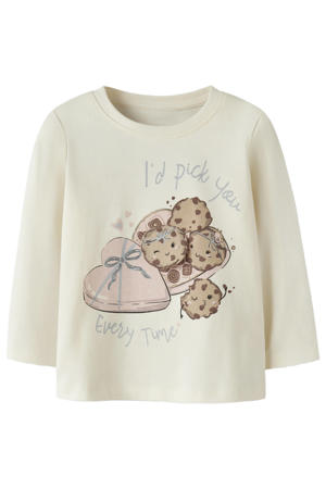 longsleeve met print - ecru