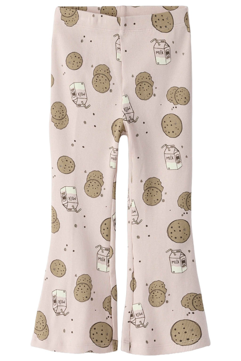 Roze en bruine meisjes NAME IT MINI van stretchkatoen met flared pijpen en regular waist