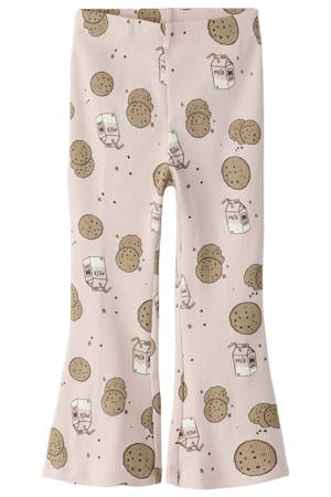 flared gebreide broek met print - roze