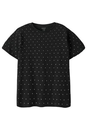 T-shirt met stippen - zwart