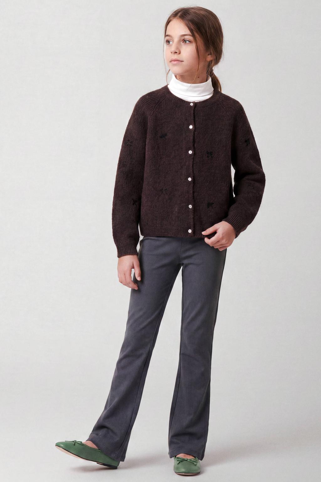 Donkergroene meisjes NAME IT KIDS bootcut regular waist legging van viscose met elastische tailleband en effen