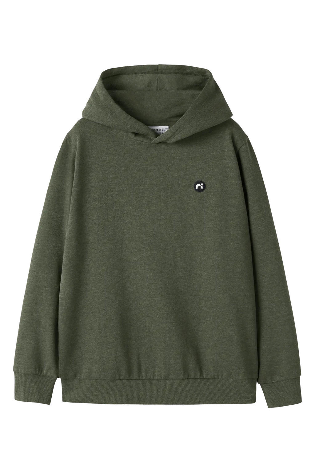 Donkergroene jongens NAME IT KIDS sweat hoodie met effen, lange mouwen en capuchon