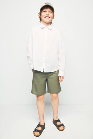 casual short met linnen kaki