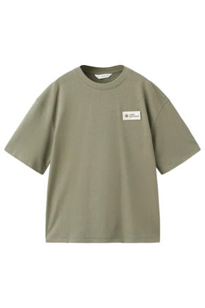 T-shirt met linnen grijsgroen