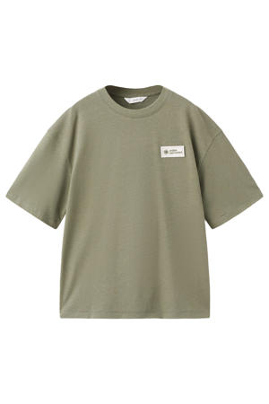 T-shirt met linnen grijsgroen