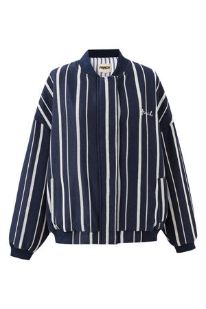 gestreepte bomberjack marineblauw