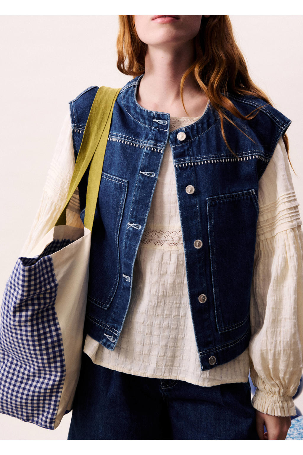 Dark blue denim dames FRNCH jas dark blue van denim met effen