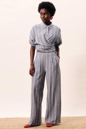 high waist broek blauw