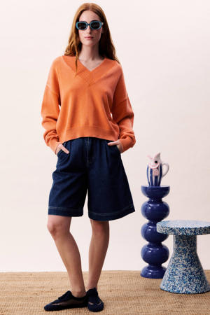 high waist dark blue denim