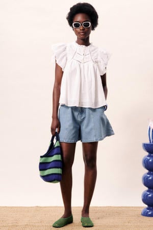 high waist denim short light blue denim