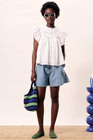 high waist denim short light blue denim