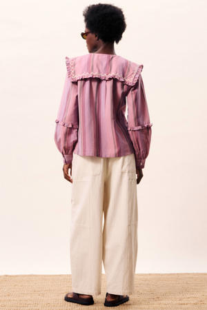 gestreepte blouse paars