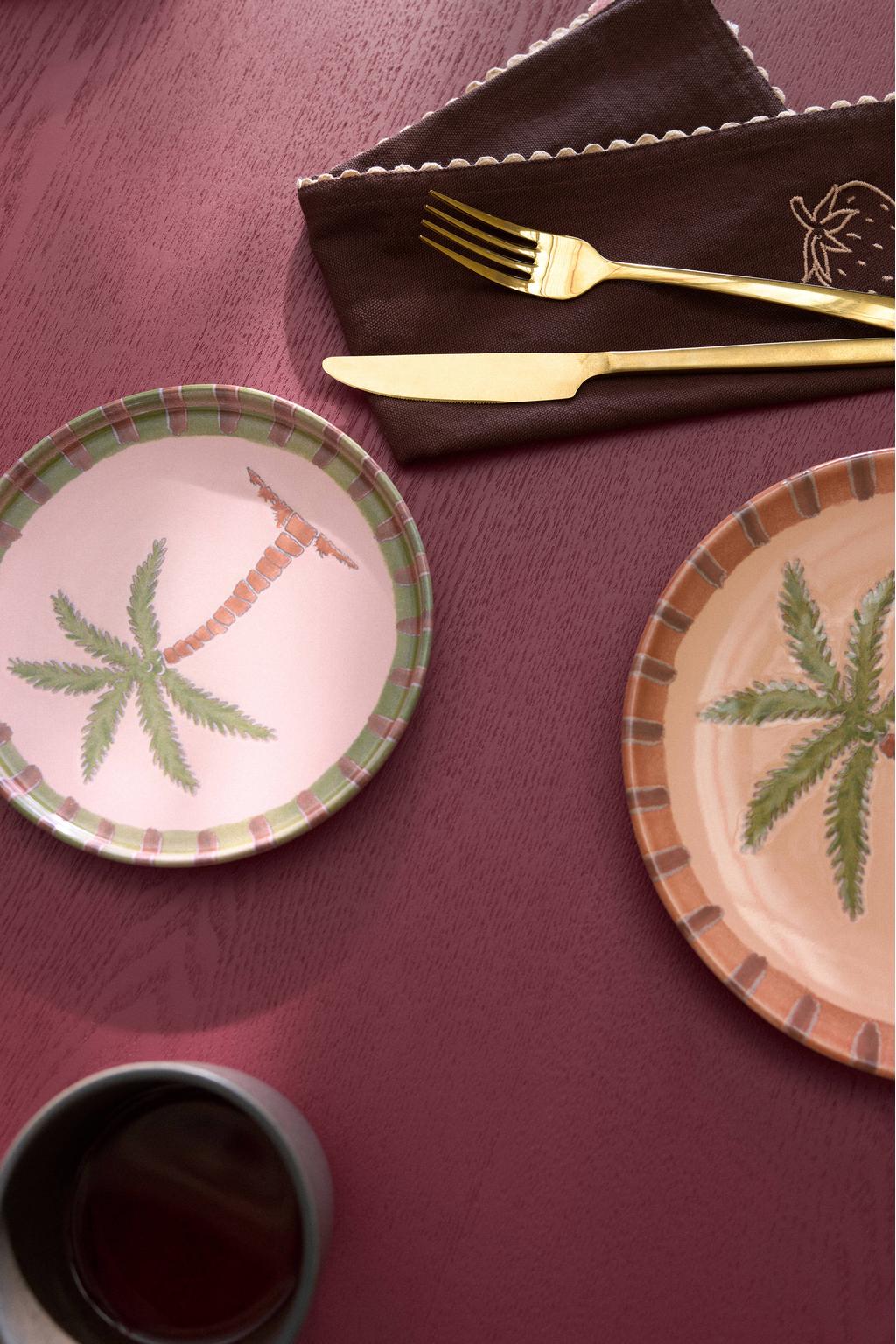 NOUS Living Palm gebaksbordje (Ø18 cm) (set van 2) - roze