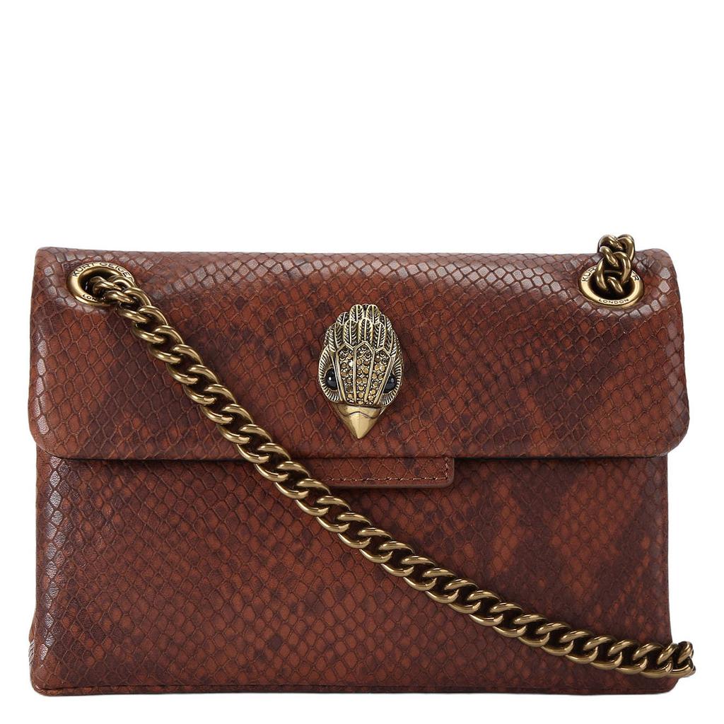 Kurt Geiger leren crossbody tas Kensington met slangenprint bruin