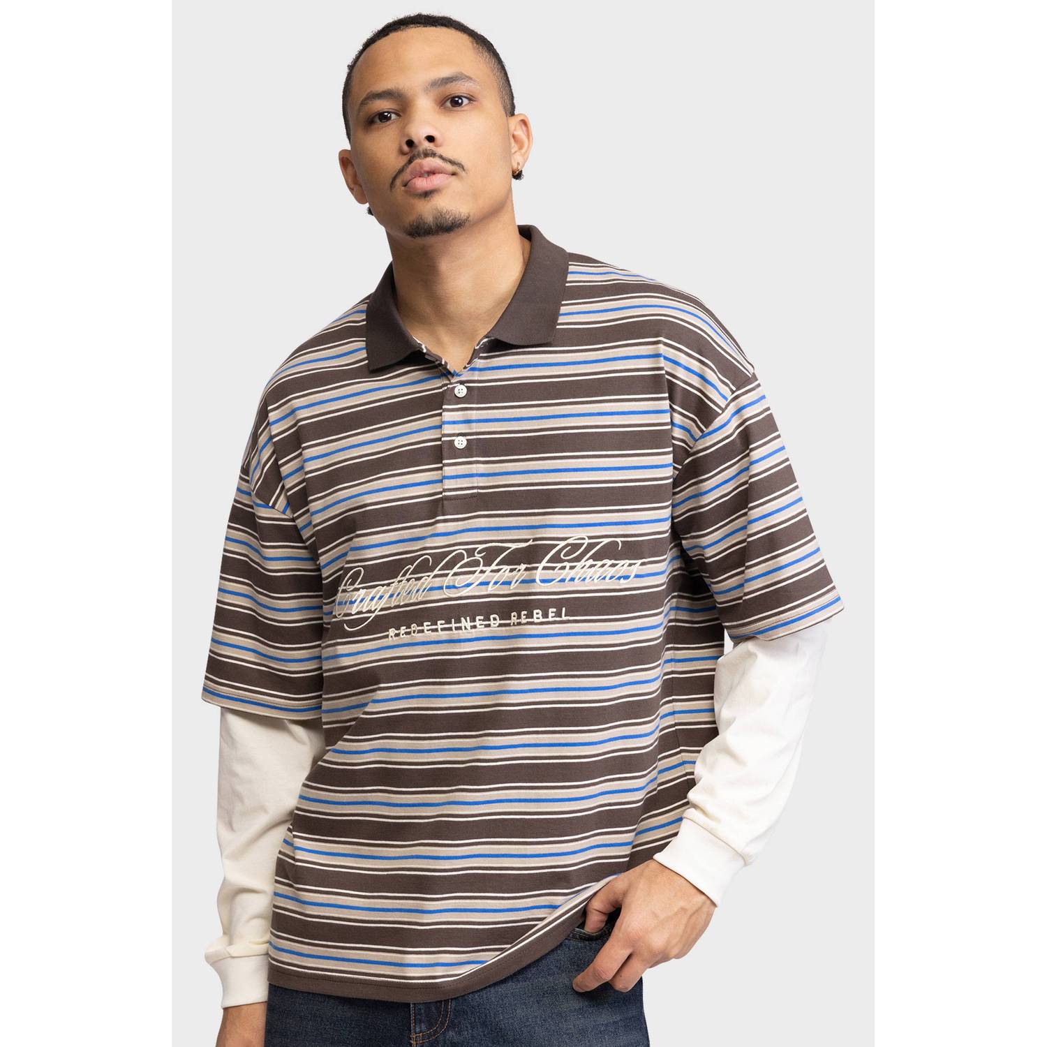 Redefined Rebel boxy gestreepte longsleeve bruin