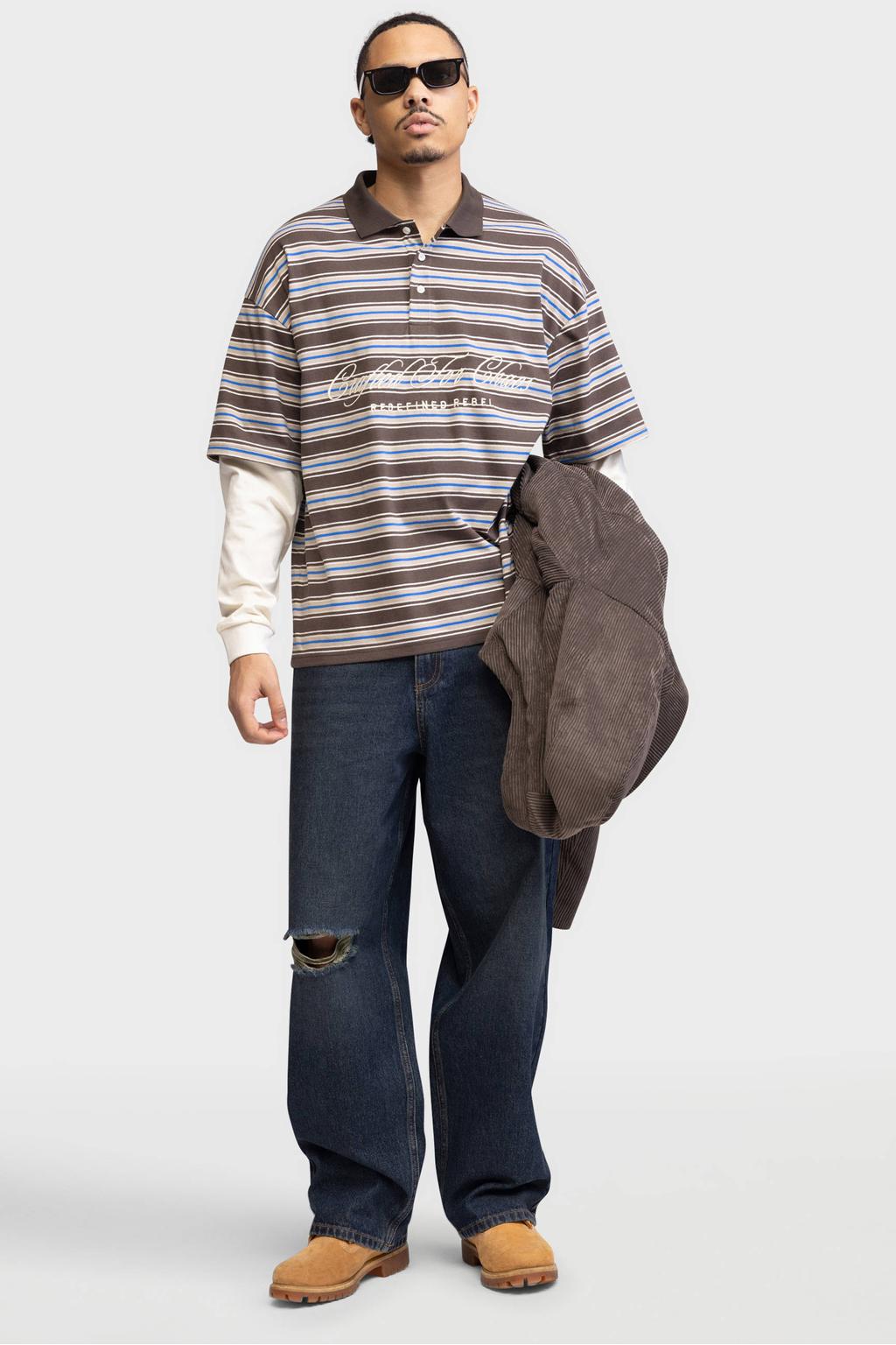 Redefined Rebel boxy gestreepte longsleeve - bruin