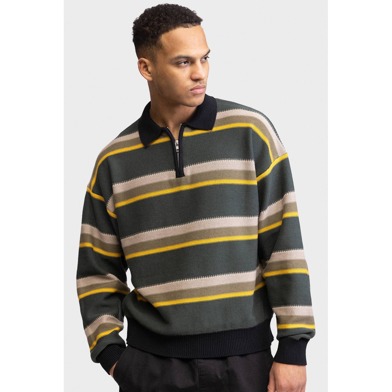 Redefined Rebel katoenen oversized gestreepte trui deep forest
