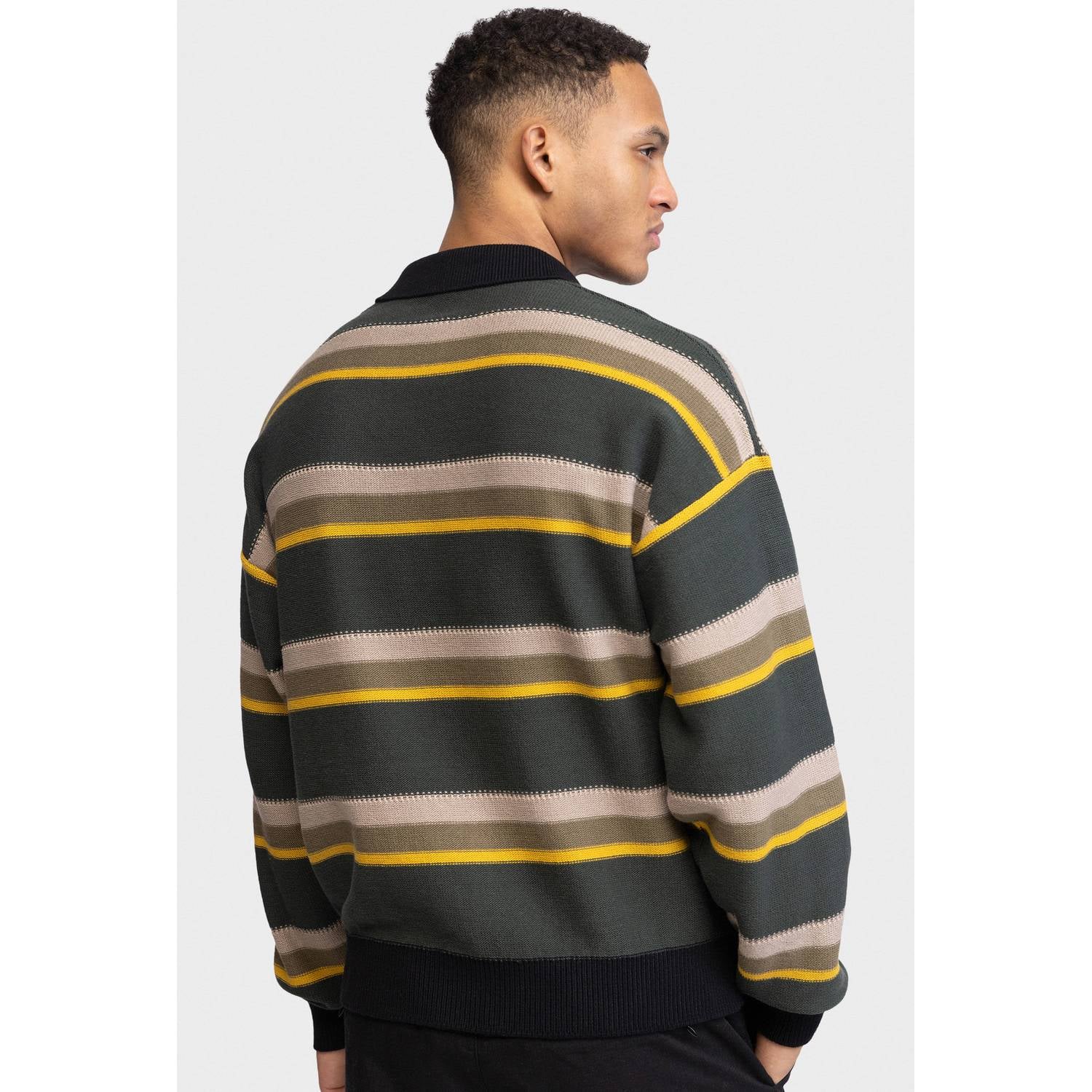 Redefined Rebel katoenen oversized gestreepte trui deep forest