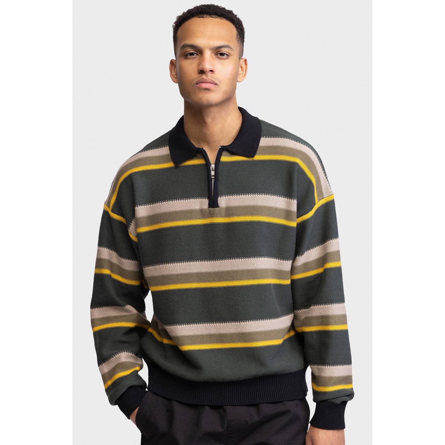 Redefined Rebel katoenen oversized gestreepte trui deep forest