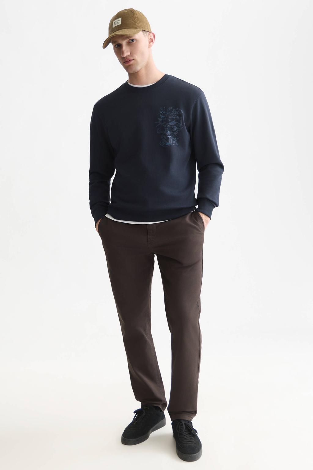 Scotch & Soda regular fit sweater met print - donkerblauw