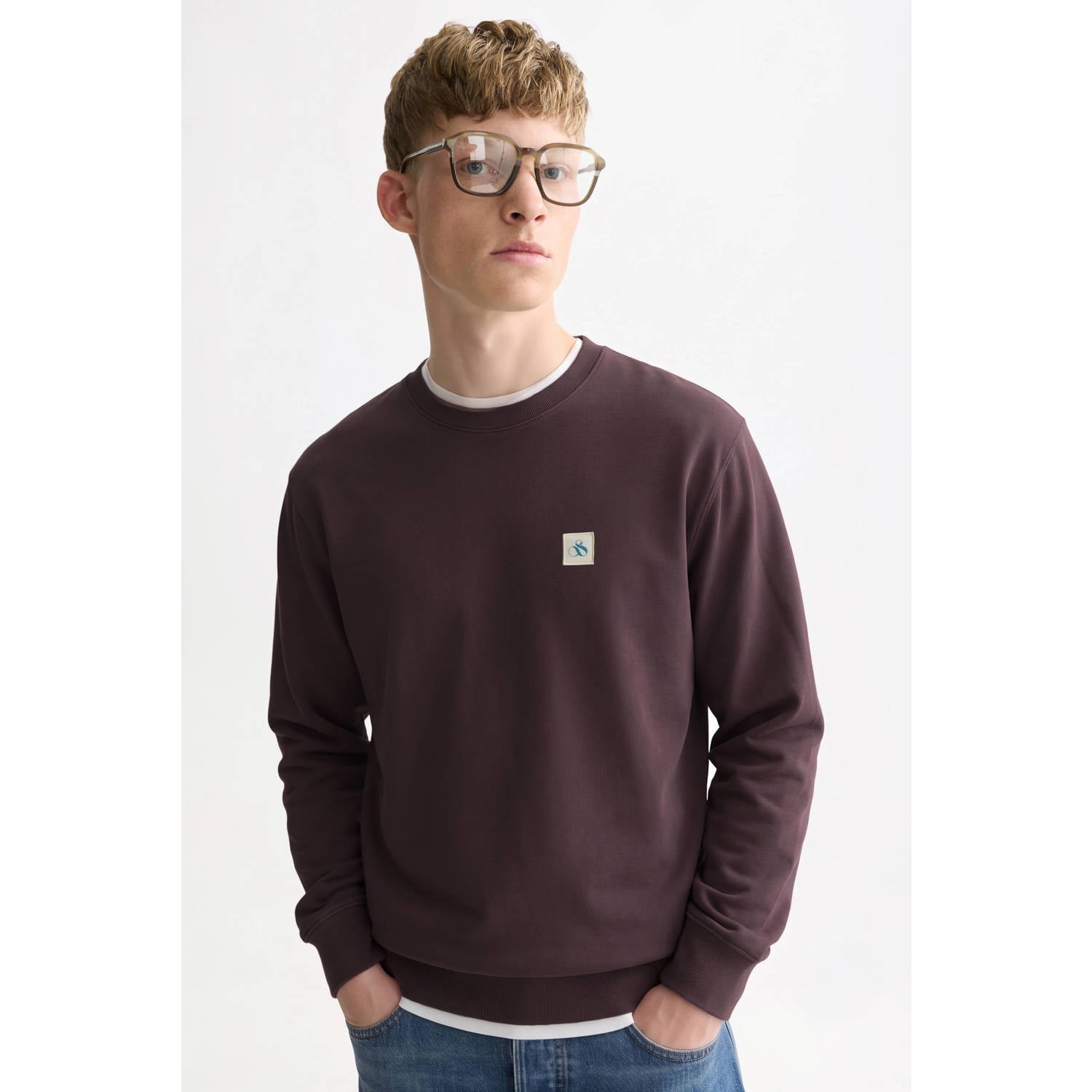 Scotch & Soda regular fit sweater donkerpaars