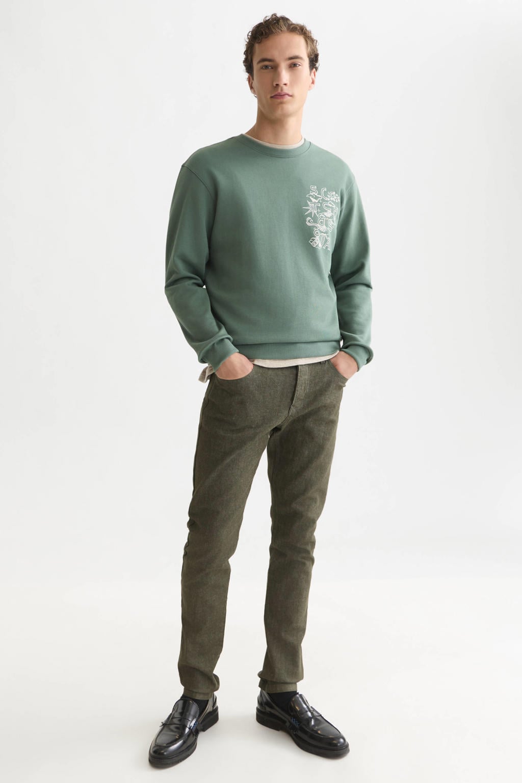 Scotch & Soda regular fit sweater met print - dark forest
