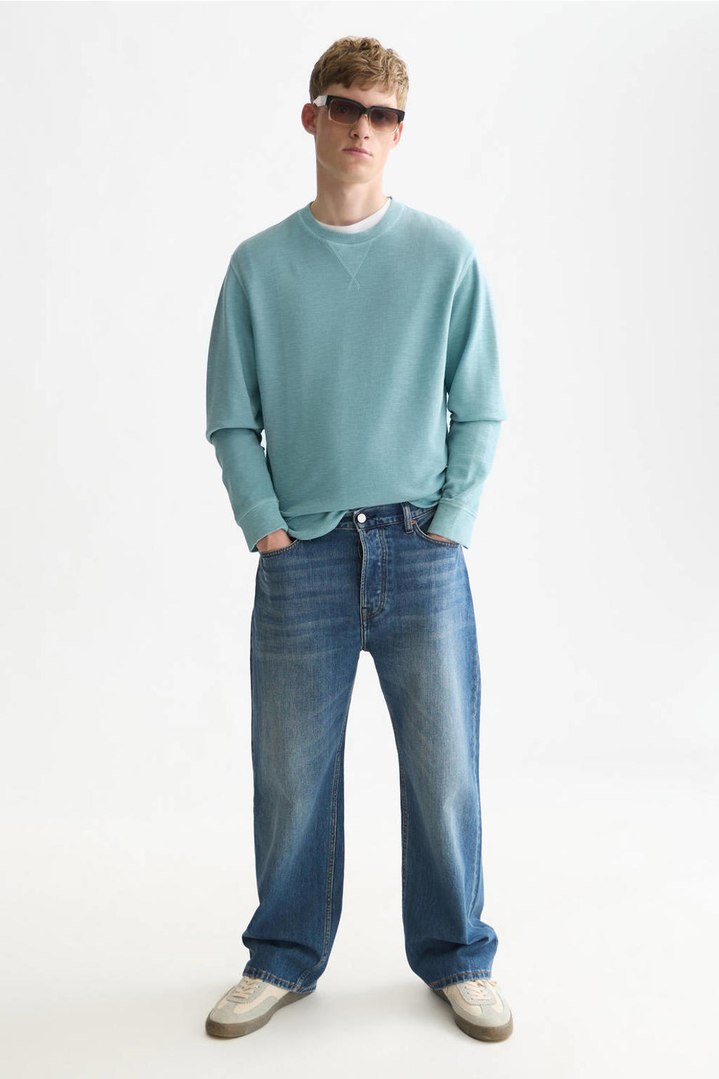 Scotch & Soda regular fit gemêleerde sweater - adriatic blauw