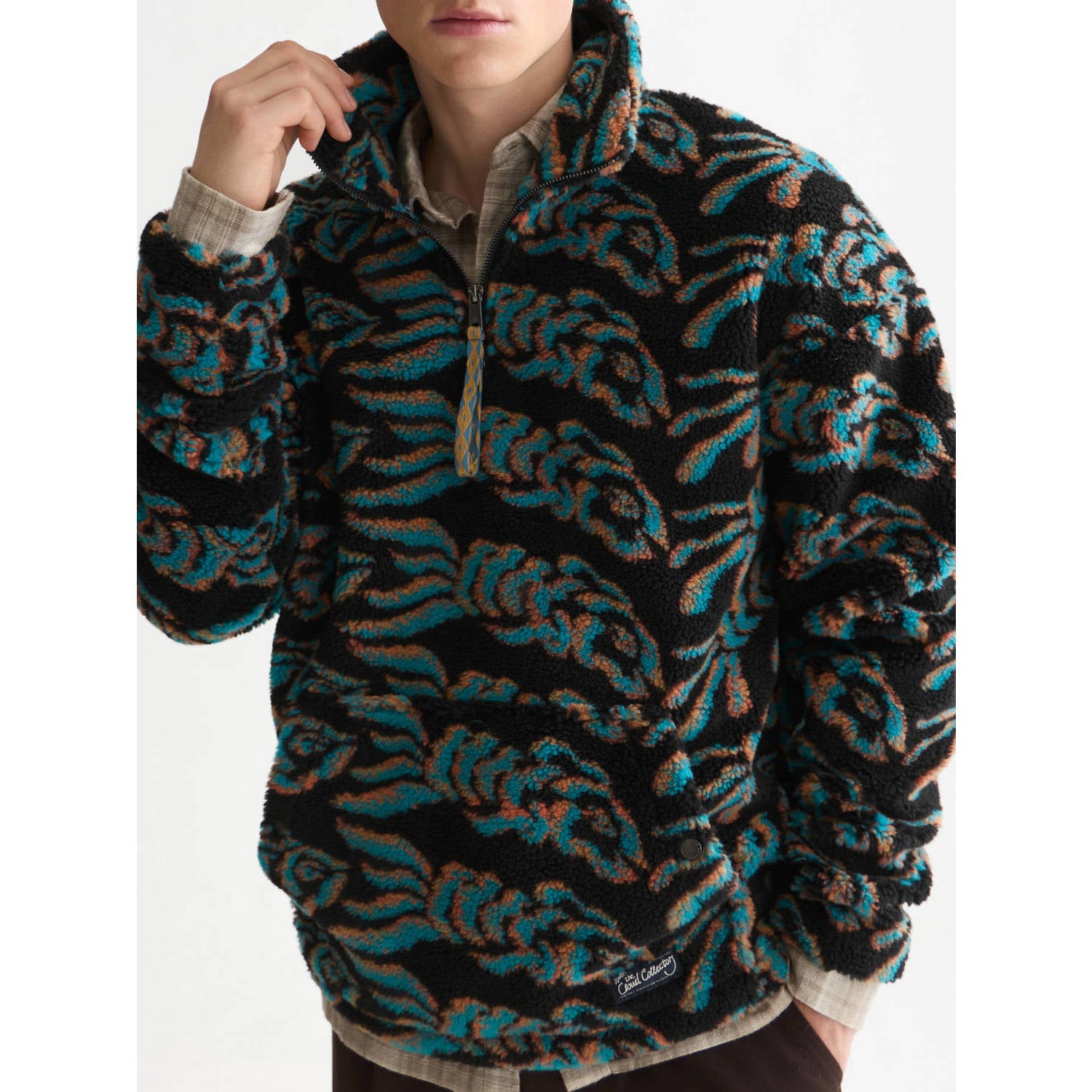 Scotch & Soda fleecevest met print flying fish meteorite