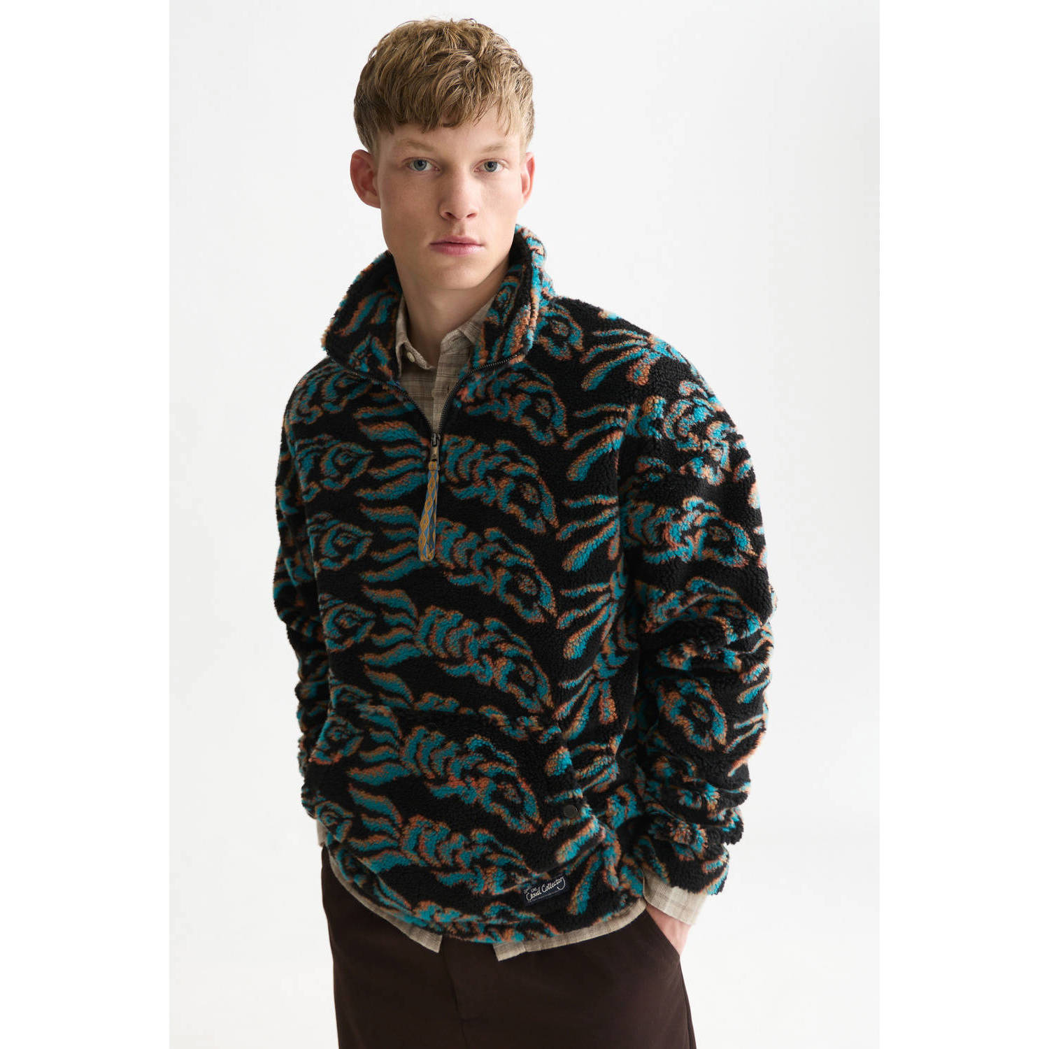 Scotch & Soda fleecevest met print flying fish meteorite