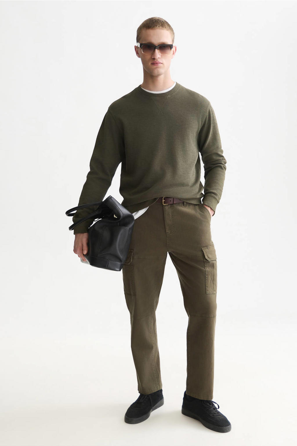 Scotch & Soda regular fit gemêleerde sweater - donkergroen