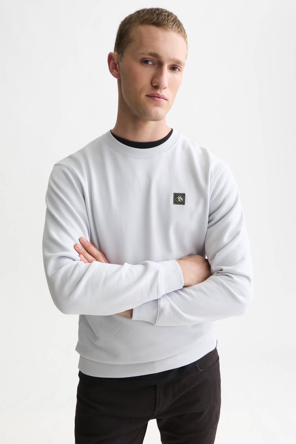 Scotch & Soda regular fit sweater met logo - lichtgrijs