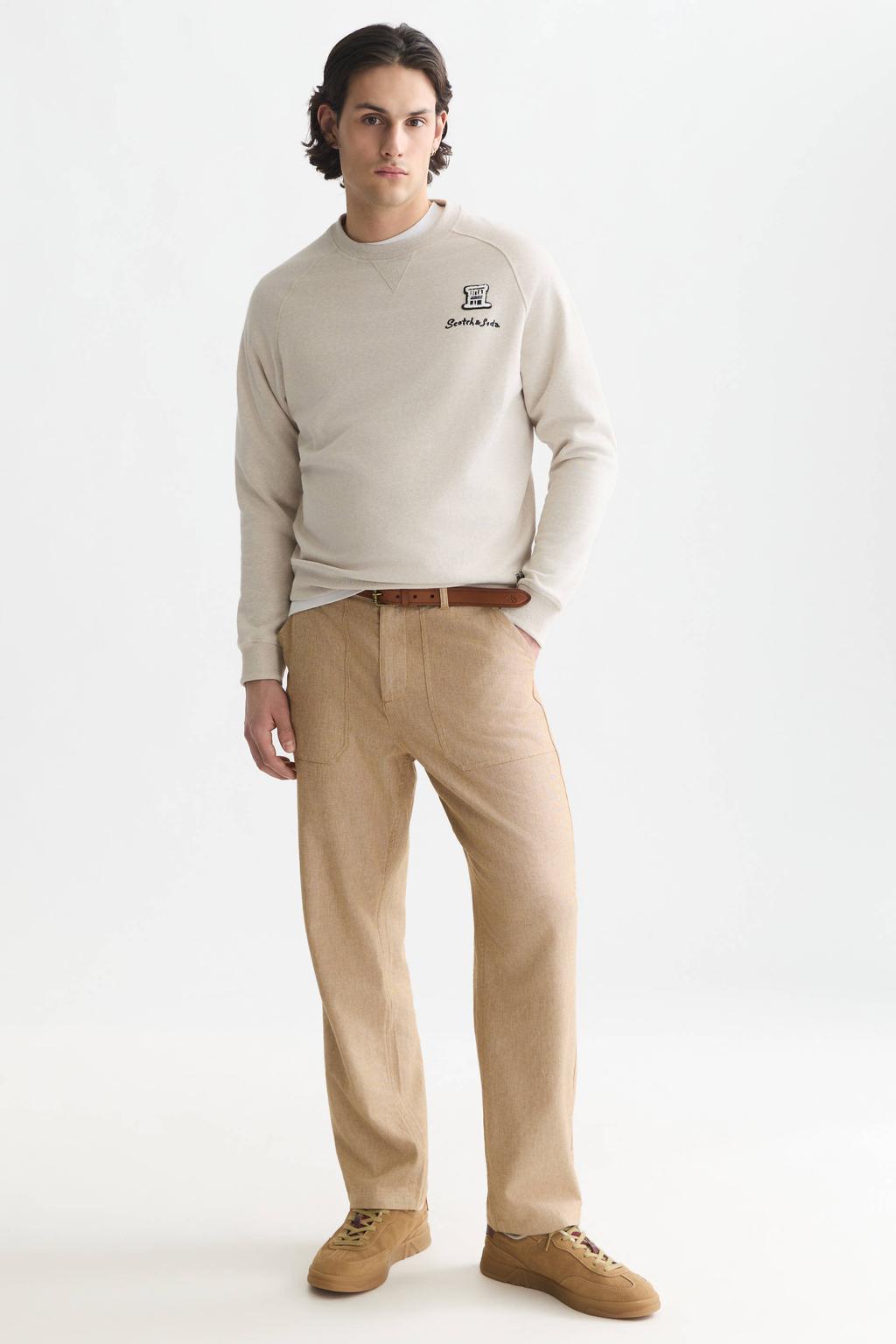 Scotch & Soda regular fit sweater met borduursels - gebroken wit
