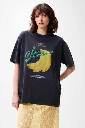 T-shirt antraciet/geel