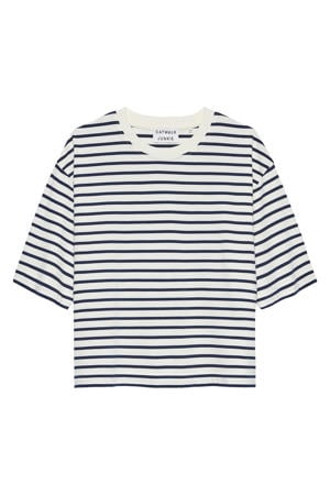 gestreept T-shirt ecru