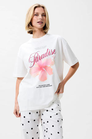 T-shirt ecru/roze