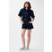 Catwalk Junkie denim straight high waist short dark blue denim
